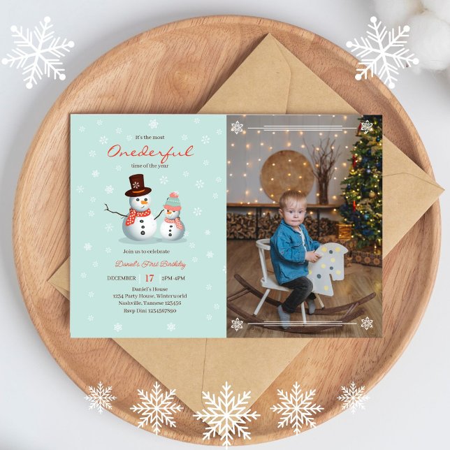 Invitación Invierno de Nieve Cute Onederland Foto Cumpleaños (Subido por el creador)
