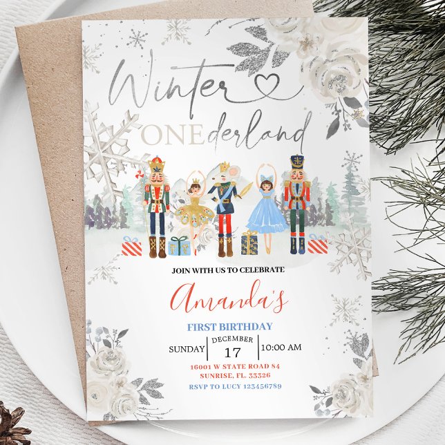 Invitación Invierno de Nutcracker Onederland White Snowflake (Subido por el creador)