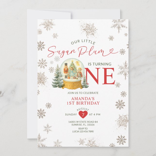 Invitación Invierno de Nutcracker tira de nieve primer Fiesta (Anverso)