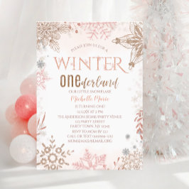 Invitación Invierno de Onederland Primer cumpleaños copo de n