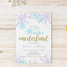 Invitación Invierno de Onederland Primer cumpleaños Nieve dul