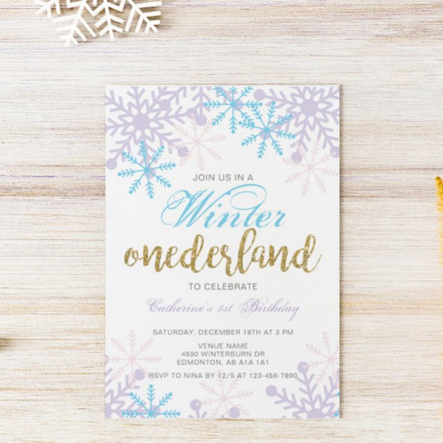 Invitación Invierno de Onederland Primer cumpleaños Nieve dul (Subido por el creador)
