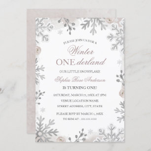 Invitación Invierno De Onederland Primer Cumpleaños Rubor Sno