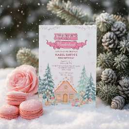 Invitación Invierno de Pan de Crema Rosado Terrania 1er cumpl