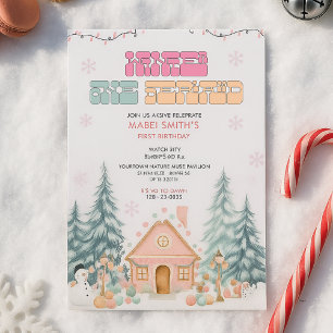 Invitación Invierno de Pan de Crema Rosado Terrania 1er cumpl