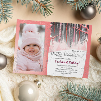Invitación Invierno de Pink Forest Chicas Wonderland