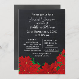 Invitación invierno de pizarra de tiras poinsettias Ducha de 
