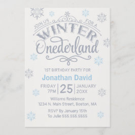 Invitación Invierno de primer cumpleaños Terrania Plata Snowf