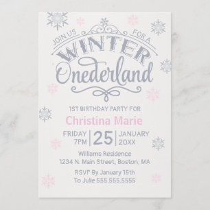 Invitación Invierno de primer cumpleaños Terranova Plata