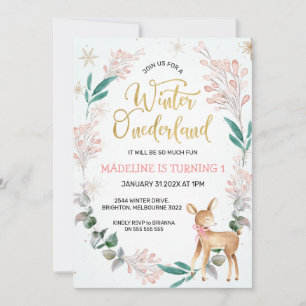 Invitación Invierno De Wreath Y Deer