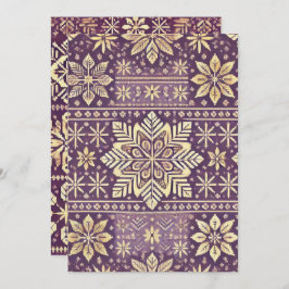 Invitación Invierno Escandinavo Purple & Gold Imprimible