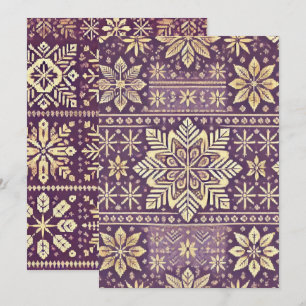 Invitación Invierno Escandinavo Purple & Gold Imprimible