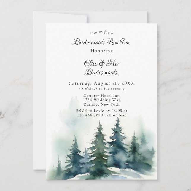 Invitación Invierno Escenario de Árbol de Navidad Bridesmaids (Anverso)