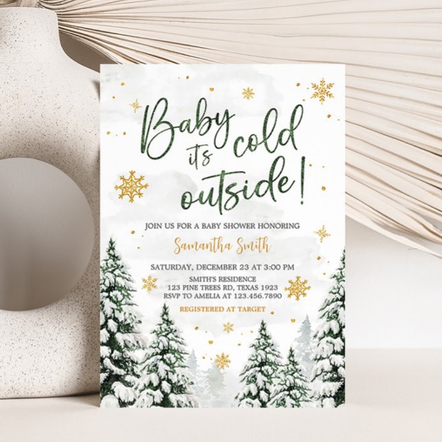 Invitación Invierno hace frío fuera de Baby Shower (Gender Neutral Snowflake Baby Shower Invitation)