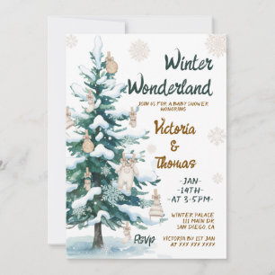 Invitación Invierno mágico Verde Baby Shower Neutral
