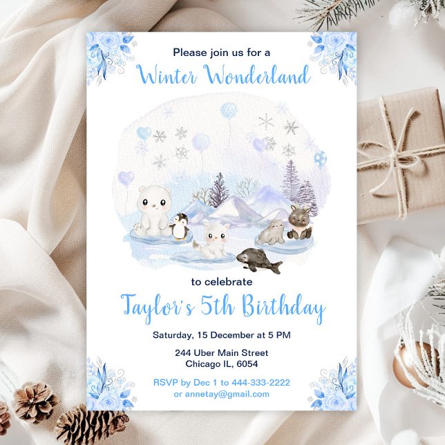 Invitación Invierno Maravilla Ártico Animales Cumpleaños (Subido por el creador)