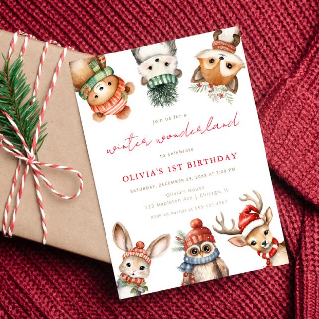 Invitación Invierno Maravilloso de los animales de Woodland F (Subido por el creador)