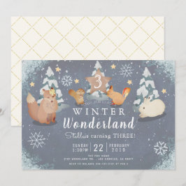 Invitación Invierno Maravilloso Woodland Animals Cumpleaños