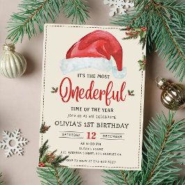 Invitación Invierno Maravillosos Navidades Santa Hat Cumpleañ