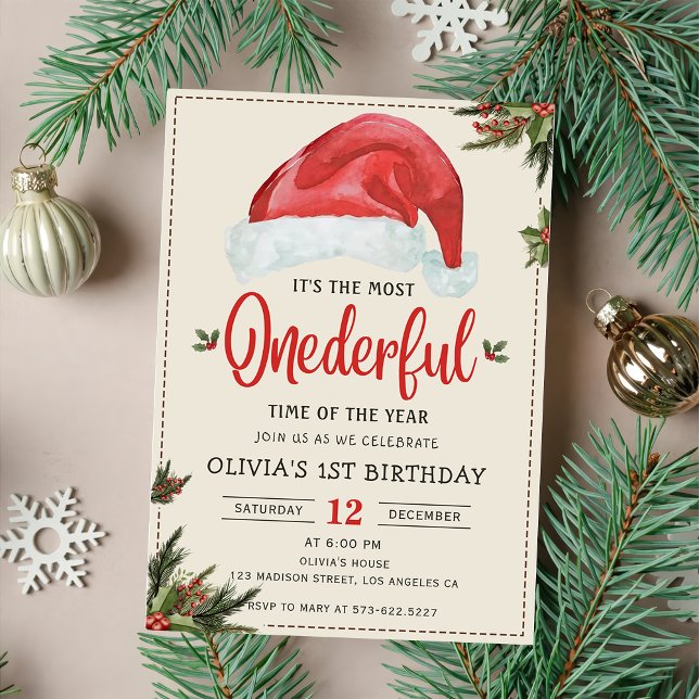 Invitación Invierno Maravillosos Navidades Santa Hat Cumpleañ (Subido por el creador)