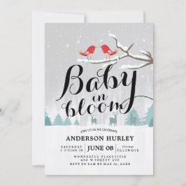 Invitación Invierno moderno Baby Shower bebe en escena de nie