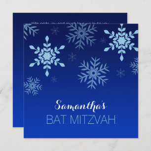 Invitación Invierno moderno Maravilla Blue Bat Mitzvah