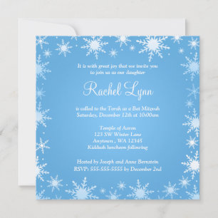 Invitación Invierno moderno Maravilla de nieve Bat Mitzvah