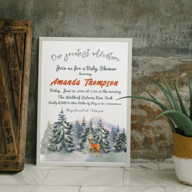 Invitación Invierno Moderno Nuestra Más Grande Aventura Baby  (Subido por el creador)