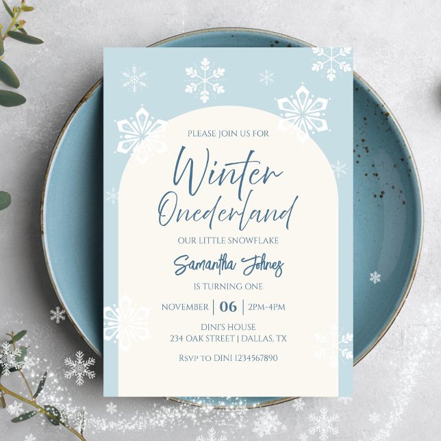 Invitación Invierno moderno Nuestro pequeño copo de nieve Pri (Subido por el creador)