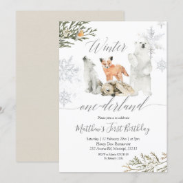 Invitación Invierno Nacimiento de los Animales de Onederland 