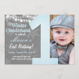Invitación Invierno Nacimiento de Niño de Onederland