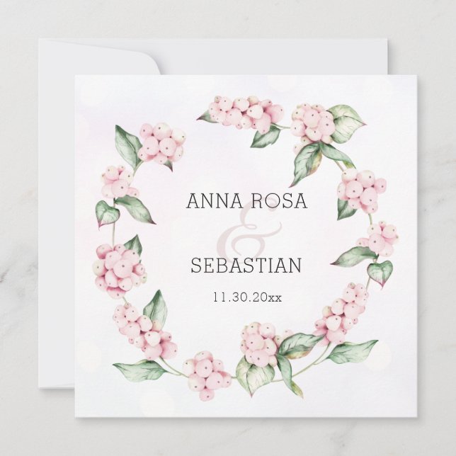 Invitación *~* Invierno Nieve Berry Boho QR RSVP AR12 Boda (Anverso)