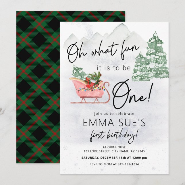 Invitación Invierno Oh Qué Navidades divertidos Sleigh Primer (Anverso / Reverso)