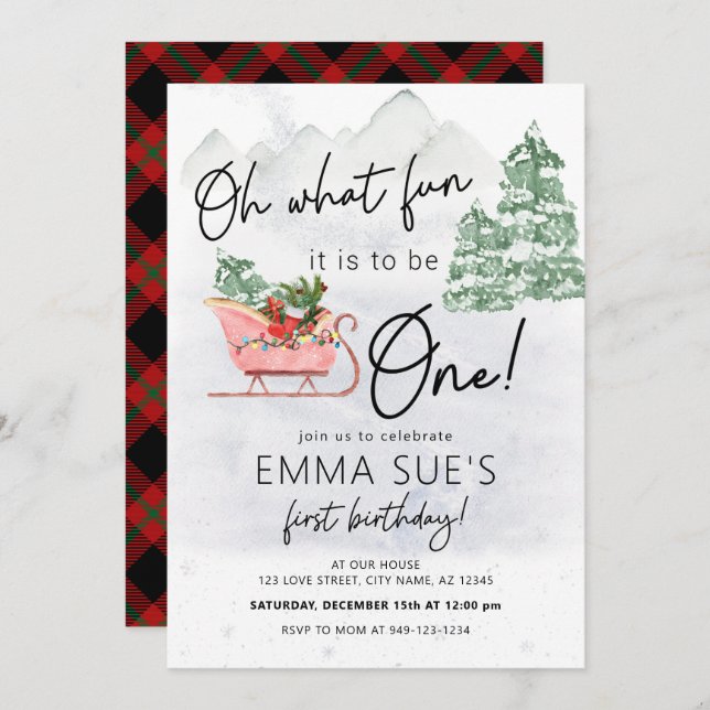 Invitación Invierno Oh Qué Navidades divertidos Sleigh Primer (Anverso / Reverso)