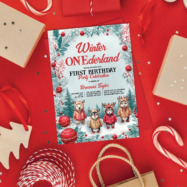 Invitación Invierno Onederland Animales Primera fiesta de cum (Subido por el creador)
