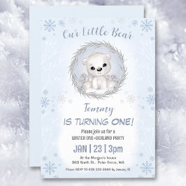 Invitación Invierno Onederland Blue Polar Boy 1er cumpleaños