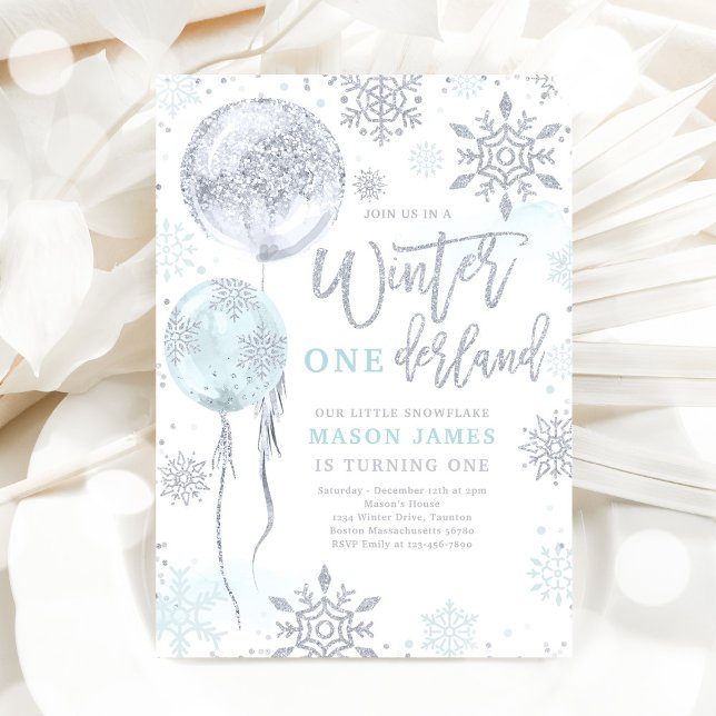 Invitación Invierno Onederland Blue Silver Snowflake Cumpleañ (Subido por el creador)