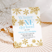 Invierno Onederland Copo de Nieve Azul Dorado Cump