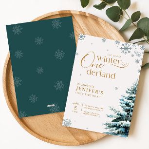 Invitación Invierno Onederland Copo de Nieve de Plata Primer 