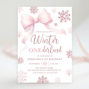 Invitación Invierno Onederland Copo de nieve Primer cumpleaño