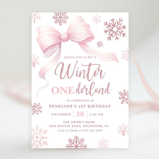 Invitación Invierno Onederland Copo de nieve Primer cumpleaño (Subido por el creador)