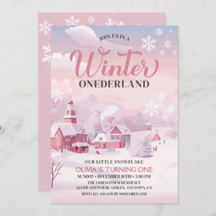 Invitación Invierno Onederland Copo de Nieve Primer cumpleaño