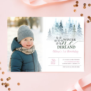 Invitación Invierno Onederland Cumpleaños 1 Niño Niña Foto