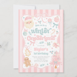 Invitación Invierno Onederland Cumpleaños Coquette Lazo Navid