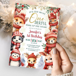 Invitación Invierno Onederland Cute Animales de Invierno Prim