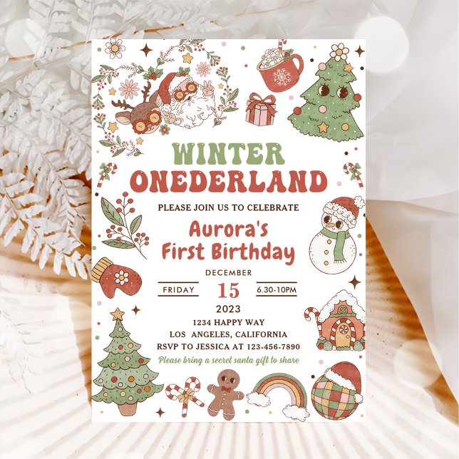 Invitación Invierno Onederland Cute Groovy fiesta de cumpleañ (Subido por el creador)