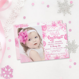 Invitación Invierno Onederland Foto de cumpleaños de copo de