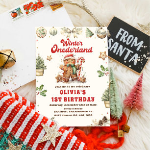 Invitación Invierno Onederland Green Navidades Cookie Cumplea