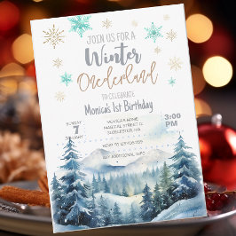 Invitación Invierno onederland maravilloso cumpleaños