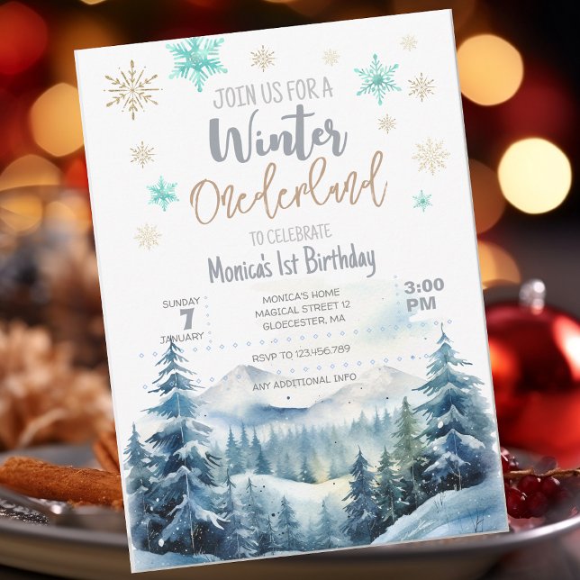 Invitación Invierno onederland maravilloso cumpleaños (Subido por el creador)